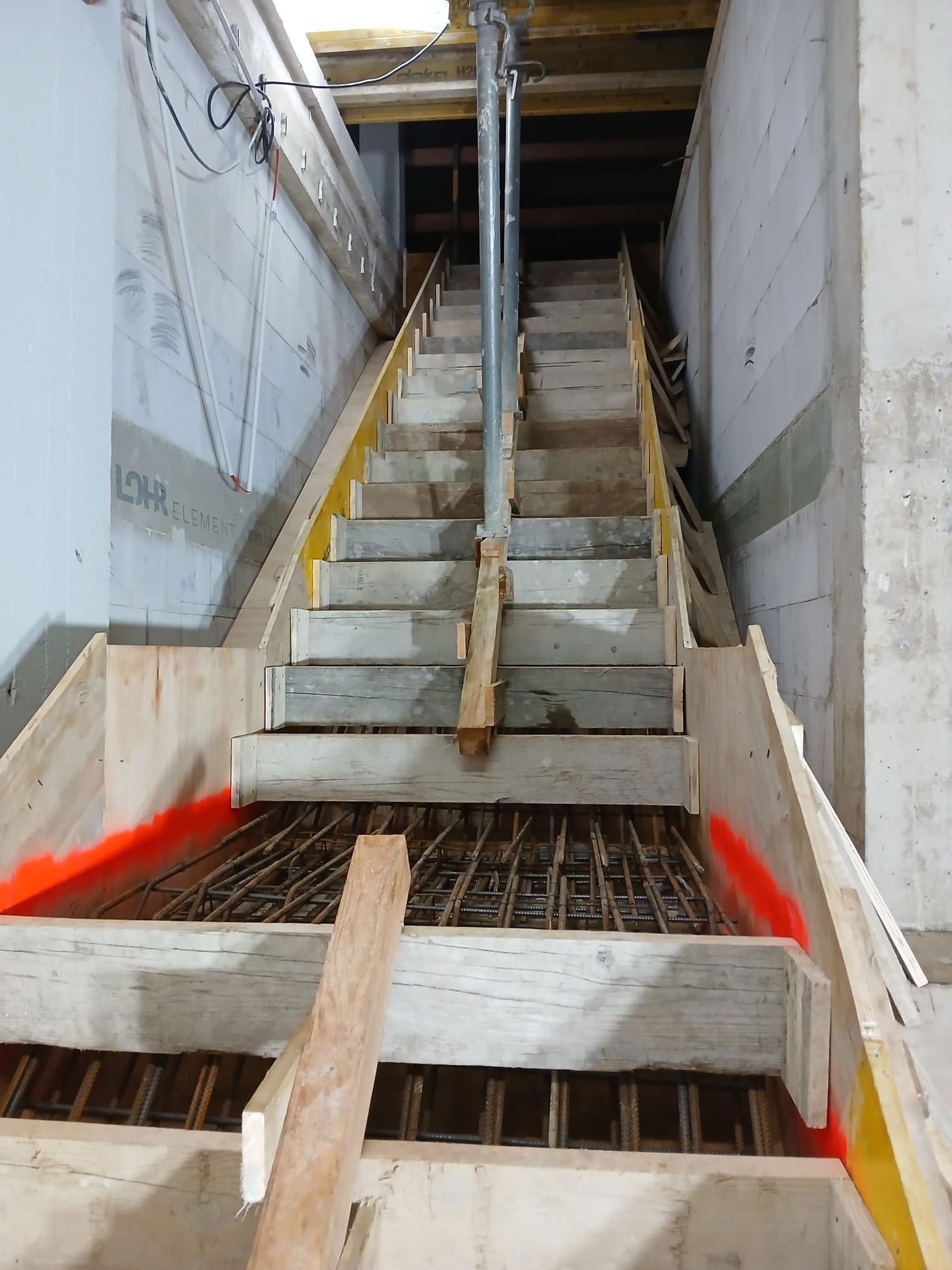 Cage d'escalier — préparation du coulage